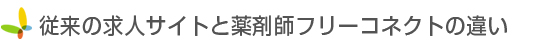 従来の求人サイトと薬剤師フリーコネクトの違い