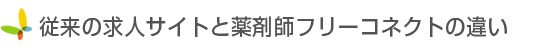 従来の求人サイトと薬剤師フリーコネクトの違い